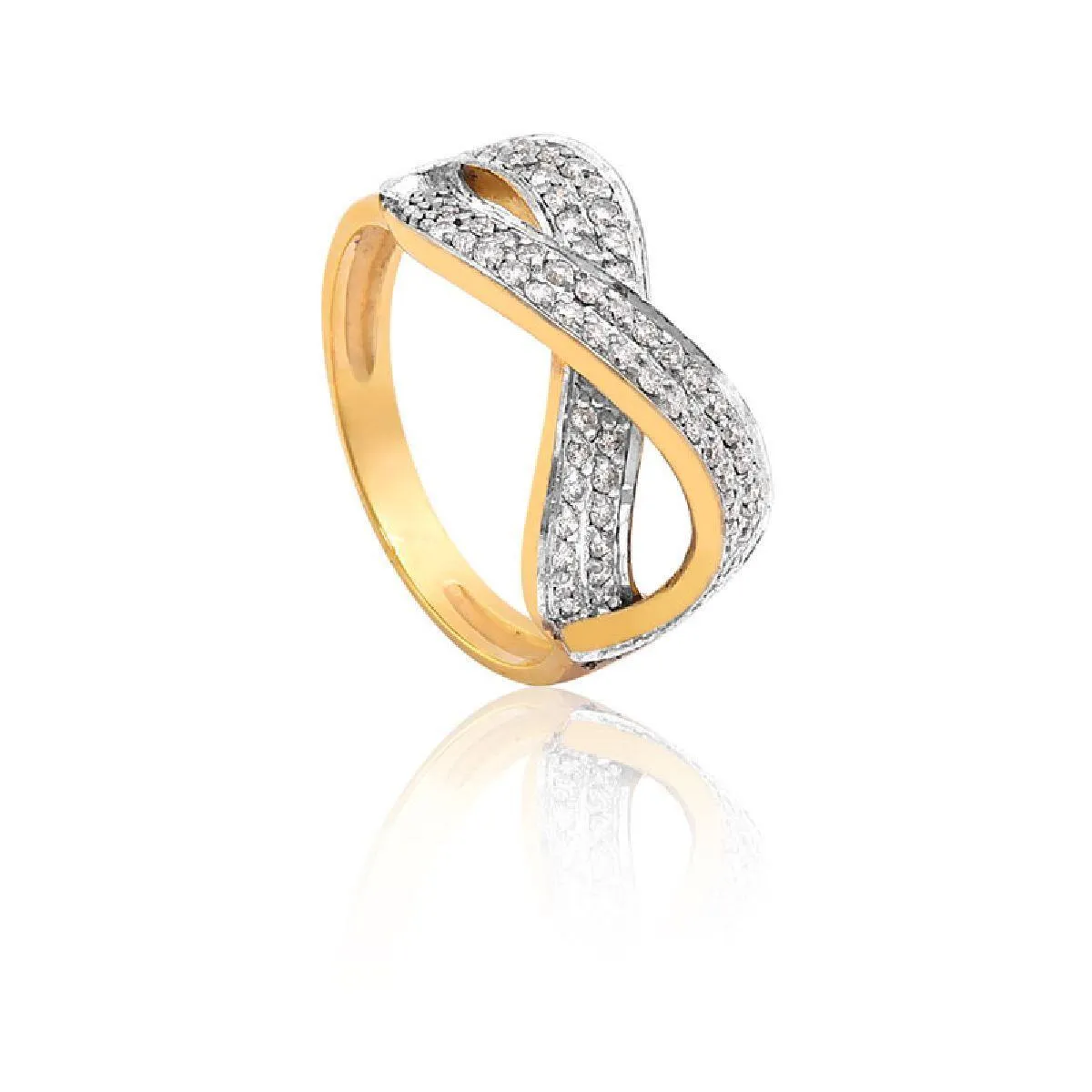 Anel Ouro Amarelo  com  Diamantes rodinados