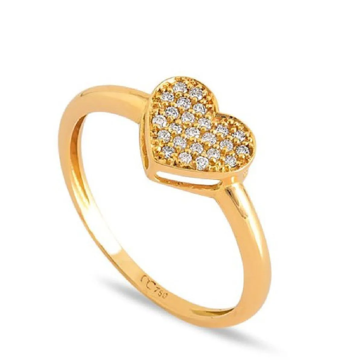 Anel Her Heart coração ouro 18k com 12pts de Diamantes