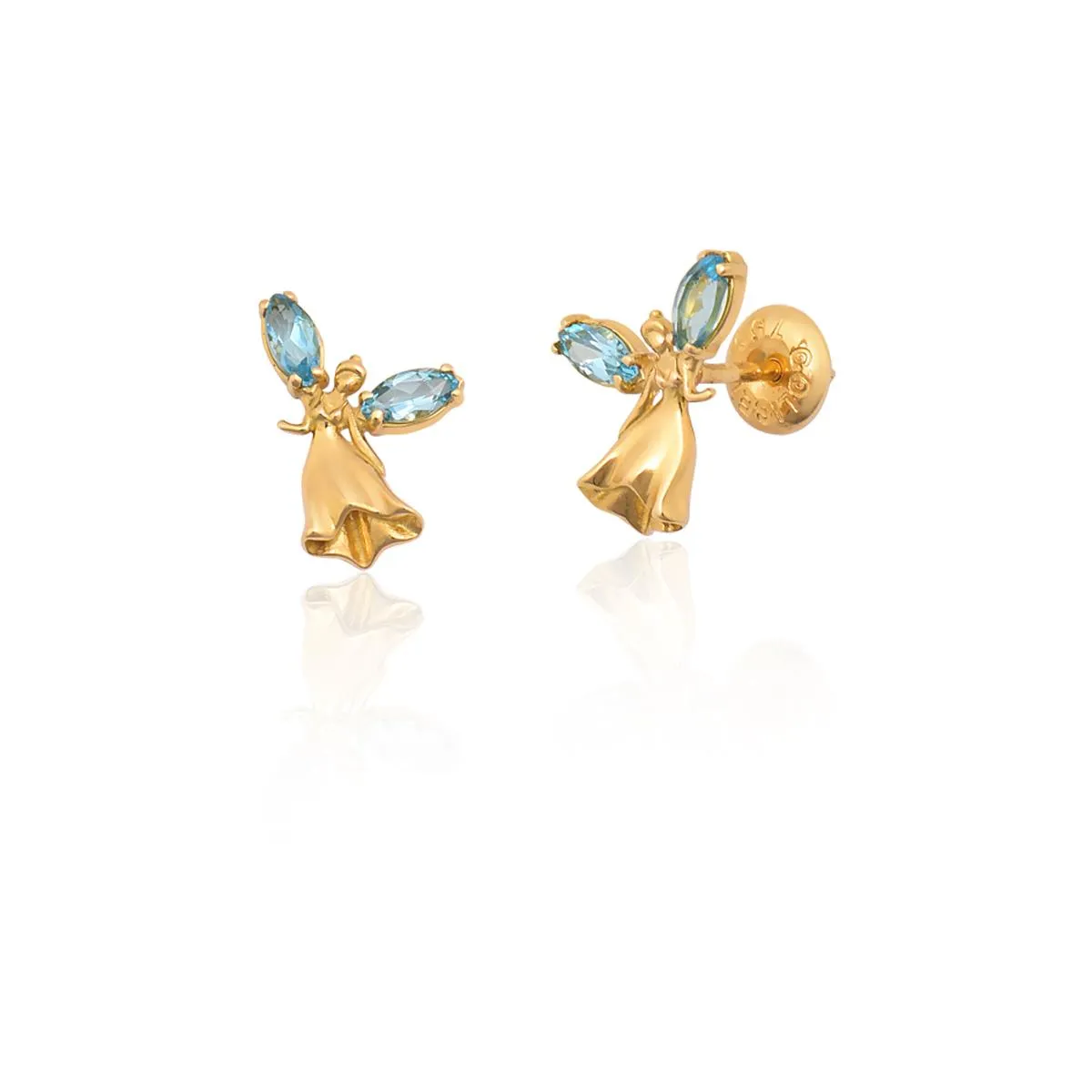 Brinco de Ouro Infantil 18k de Fada com Topázio