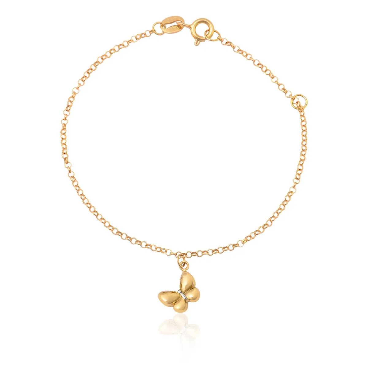 PULSEIRA INFANTIL DE OURO 18K BORBOLETA-15CM