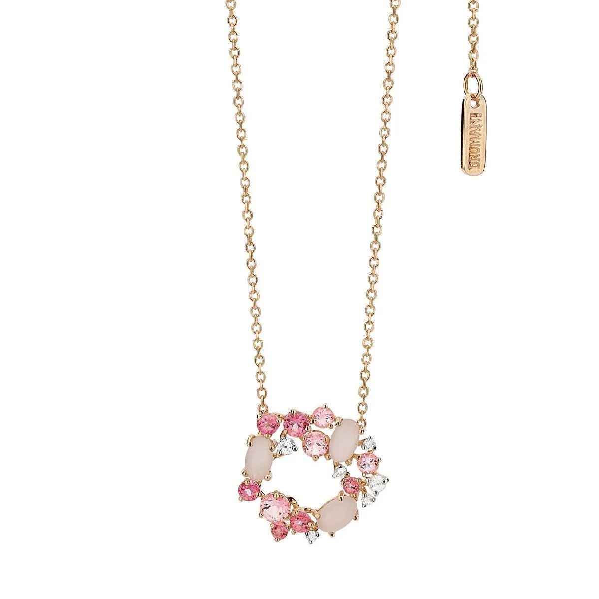 Gargantilha de Ouro 18k com Diamante, Safira, Quartzo e Topázio