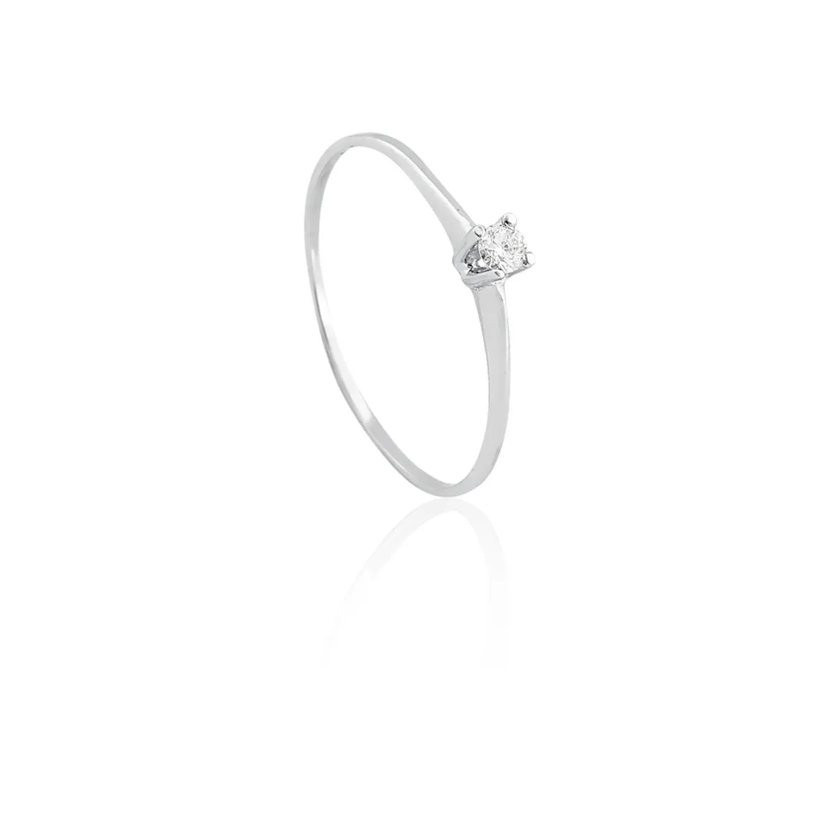 Anel Solitário em Ouro Branco 18k com Diamante 6 pontos