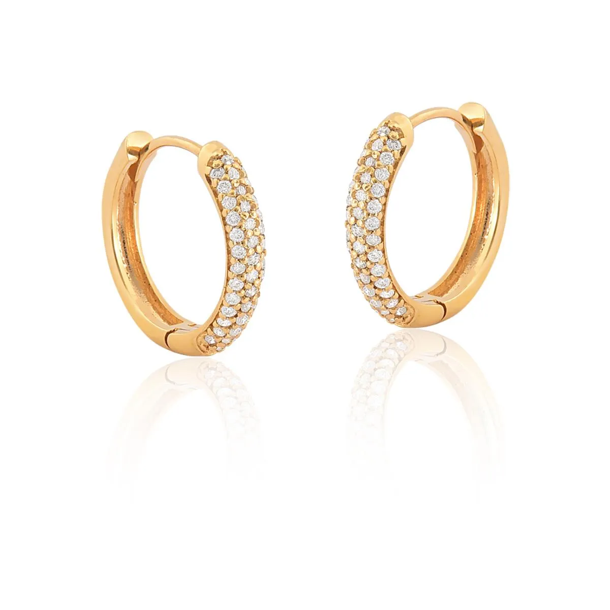 Brinco de Ouro 18k de Argola com Diamante