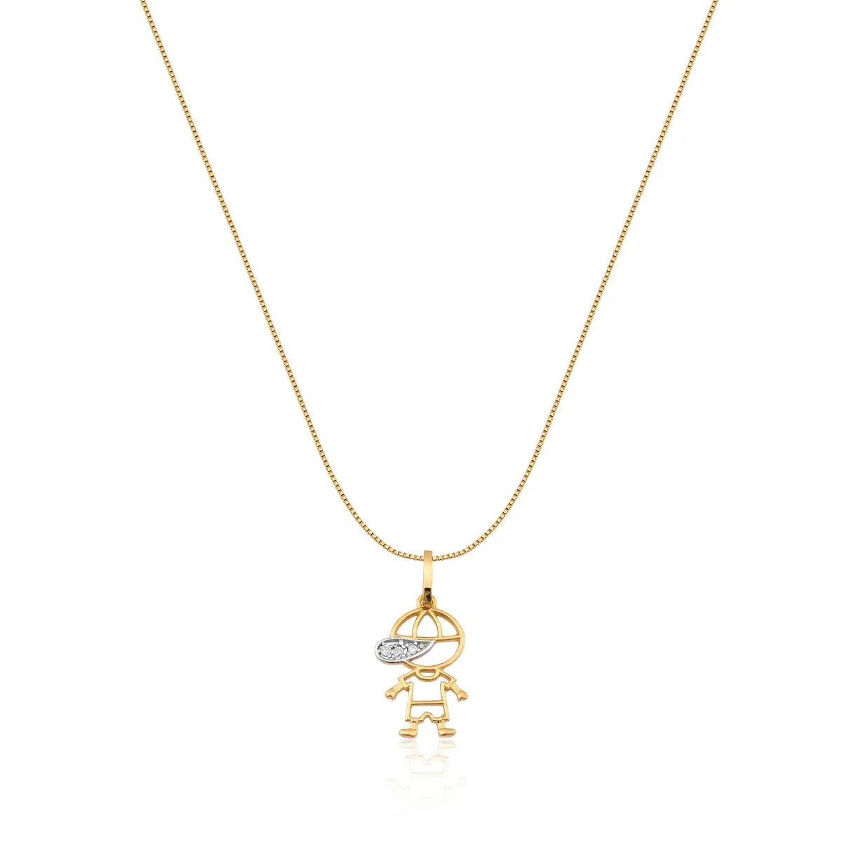 Pingente Essentials filhos menino ouro 18k de boné com Diamantes rodinados