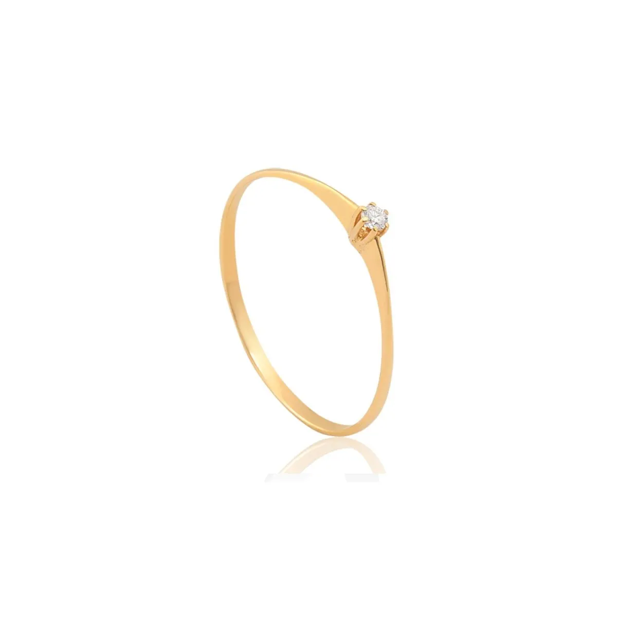 Anel Solitário de Ouro 18k com Diamante