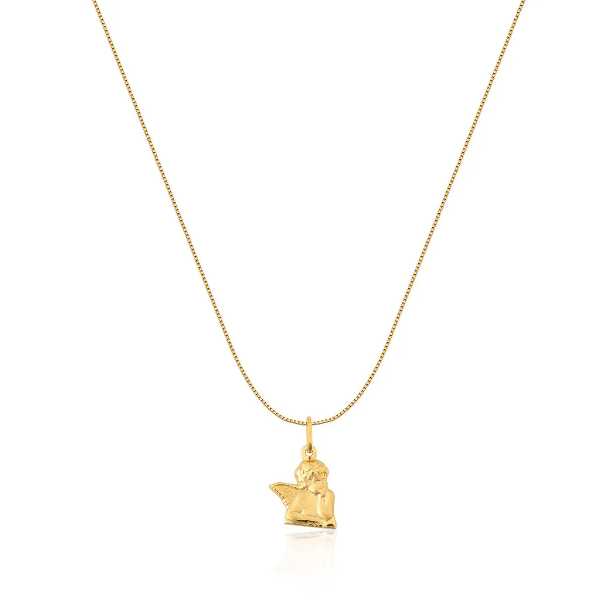 Pingente Essentials religiosos Anjo da guarda pensador ouro 18k polido