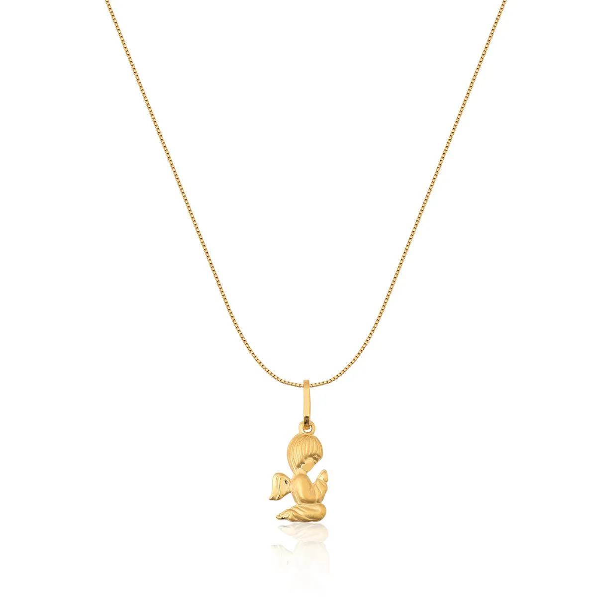 Pingente Essentials religiosos ouro 18k Anjo ajoelhado polido