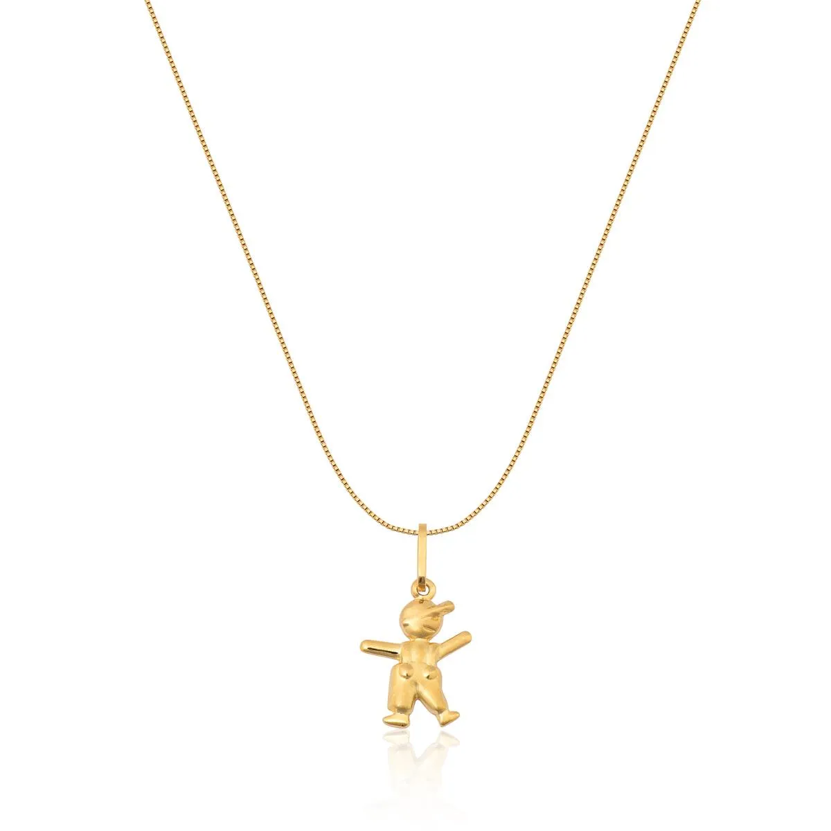 Pingente filhos ouro 18k menino de boné e macacão
