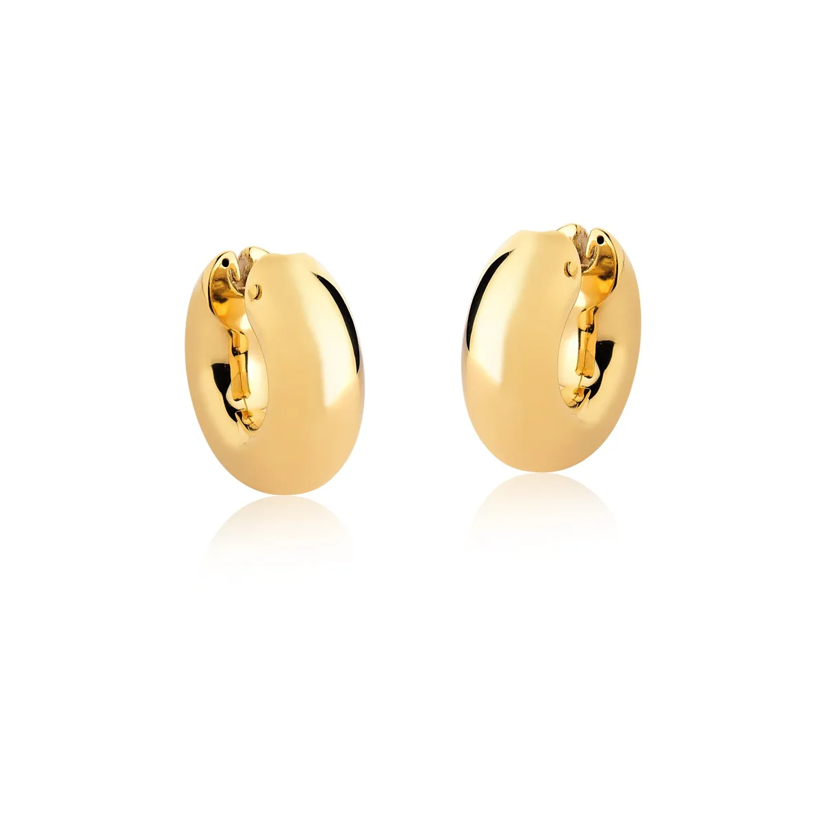 Brinco Marée argola click ouro 18k eletroformação lisa polida