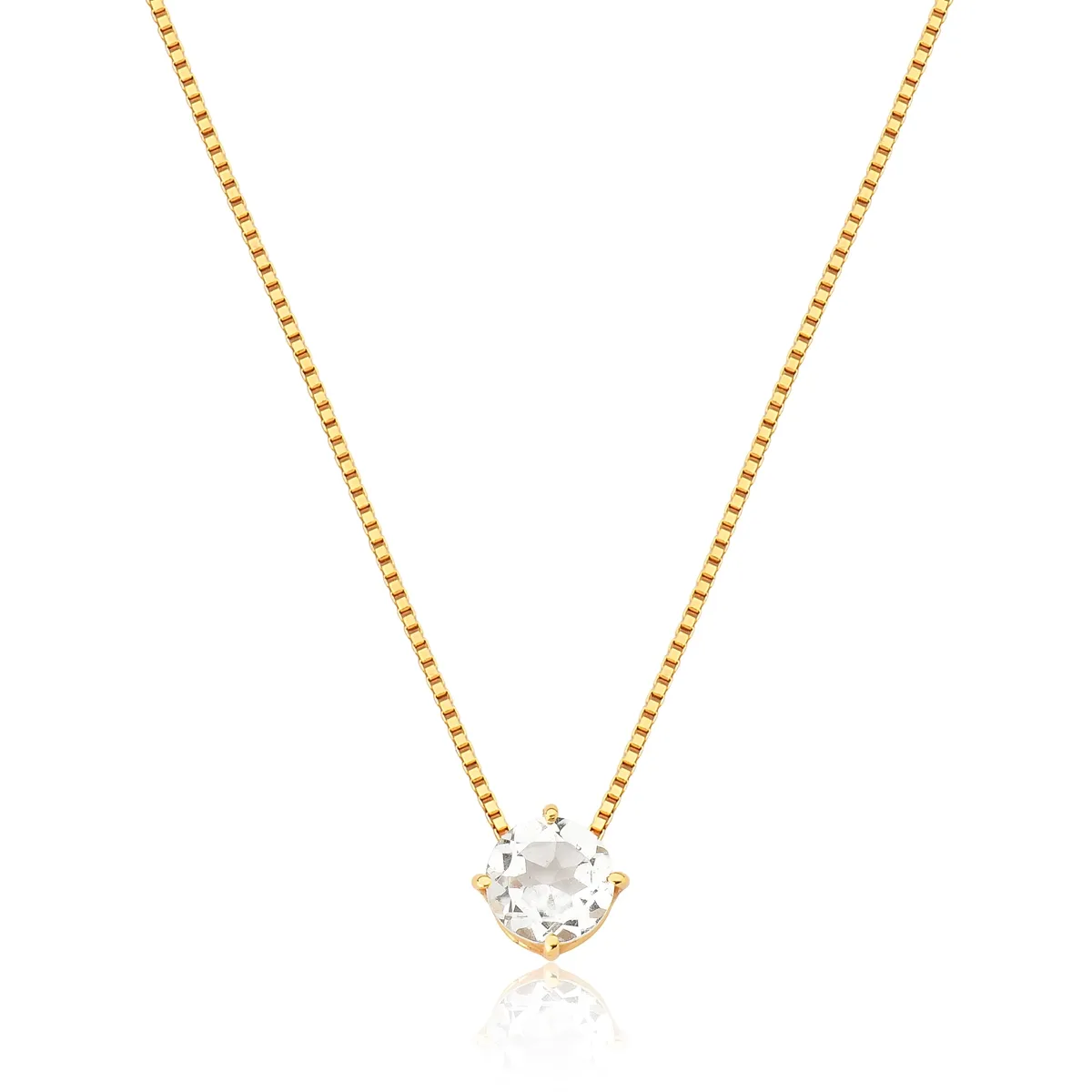 PINGENTE DE OURO 18K COM PEDRA DE CRISTAL REDONDO-COLEÇÃO PONTO DE LUZ