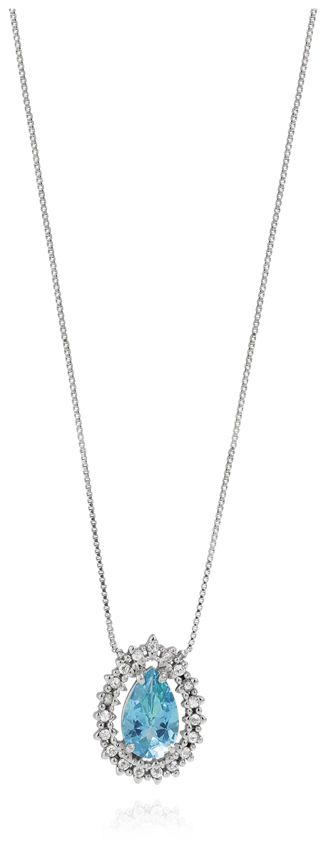 Gargantilha de Ouro 18k de Gota com Topázio Azul e Branco