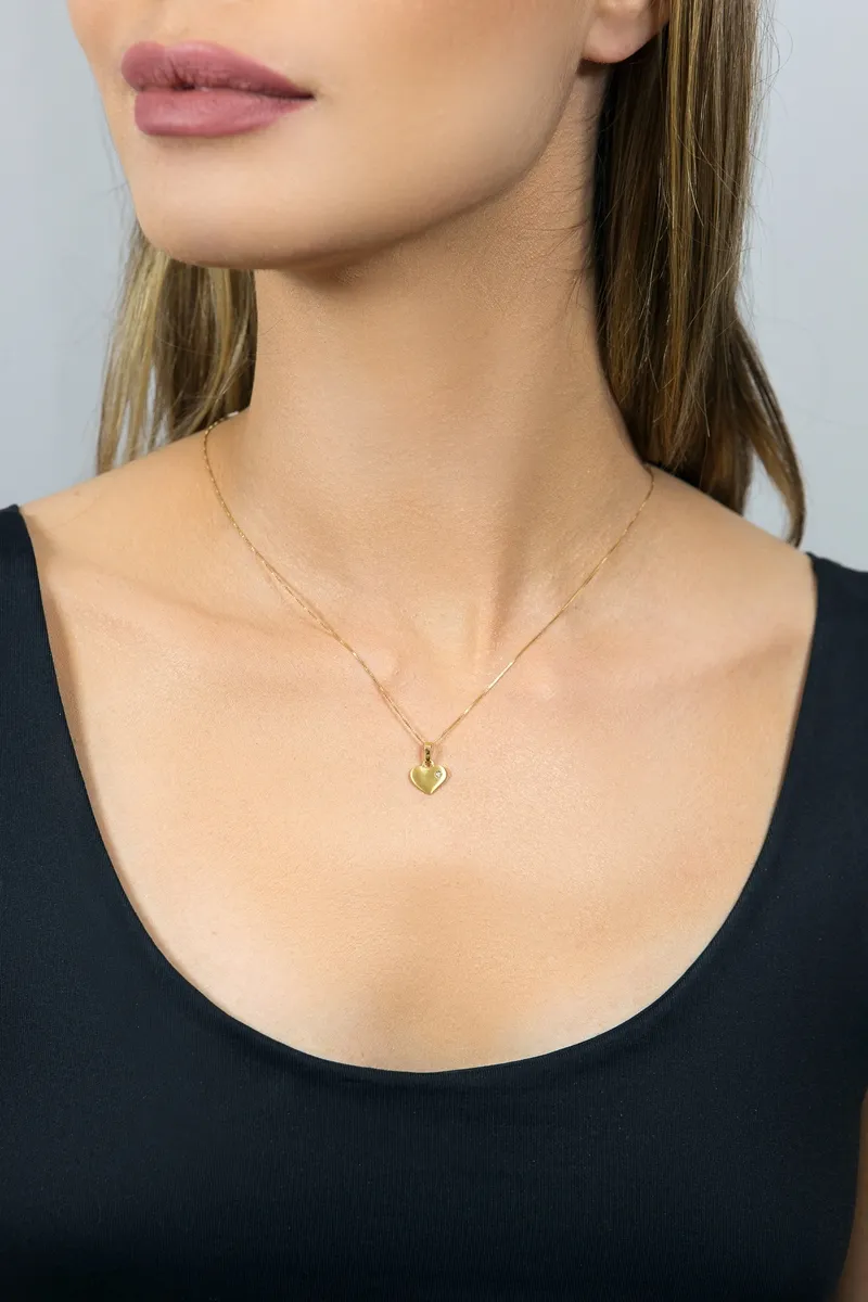 Pingente coração ouro 18k fosco com 1pt de Diamante