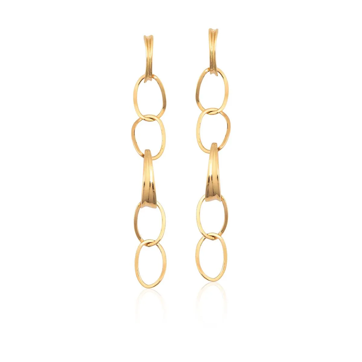 brinco de ouro 18k de elos