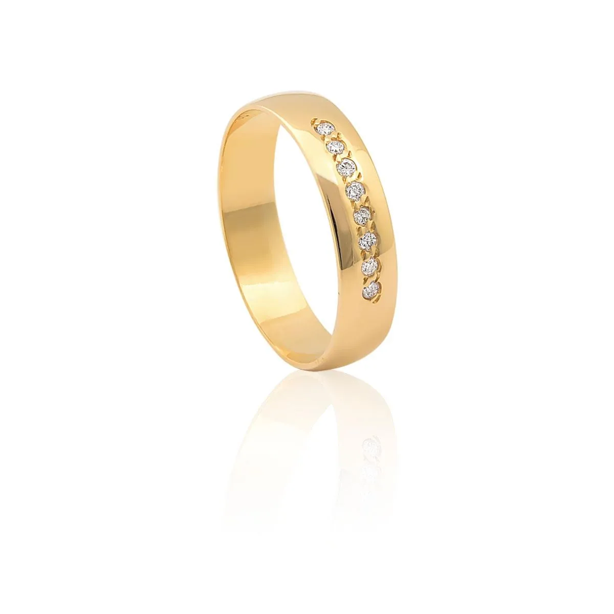Aliança I Love You ouro 18k abaulada com 8pts de Diamantes 4,3MM