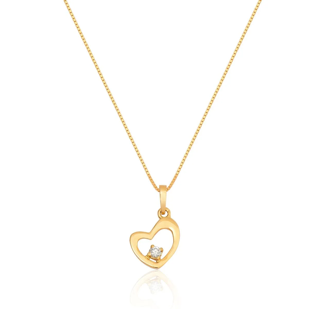 Pingente de Ouro 18k de Coração com Diamante