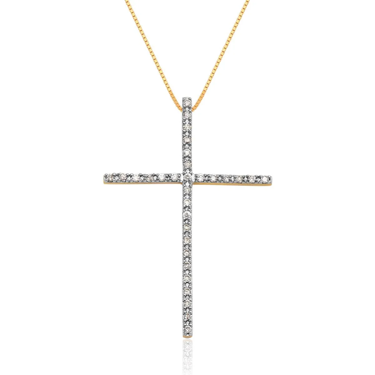 Pingente de Ouro 18k de Cruz com Diamante
