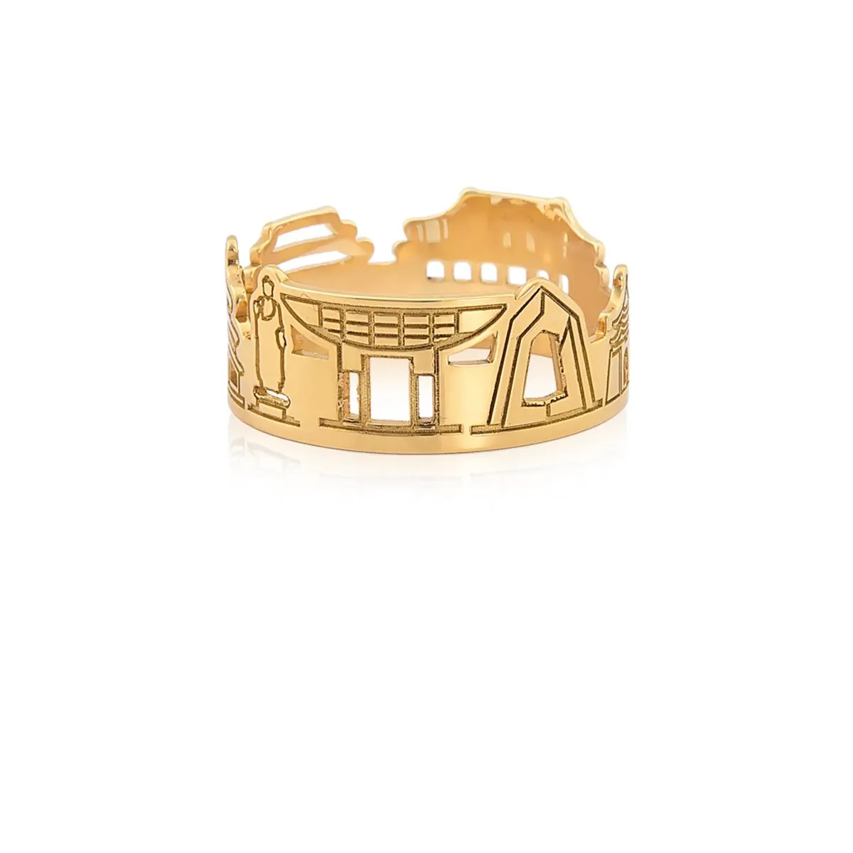 Anel de Ouro 18k de monumentos da China
