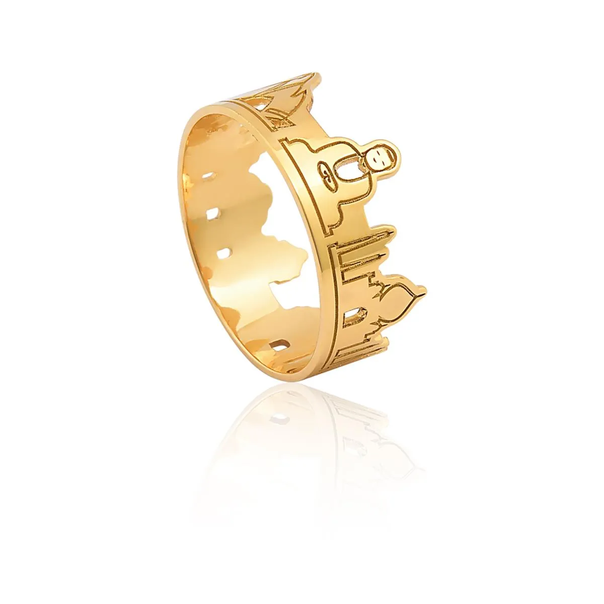 Anel de Ouro 18k de monumentos da Índia