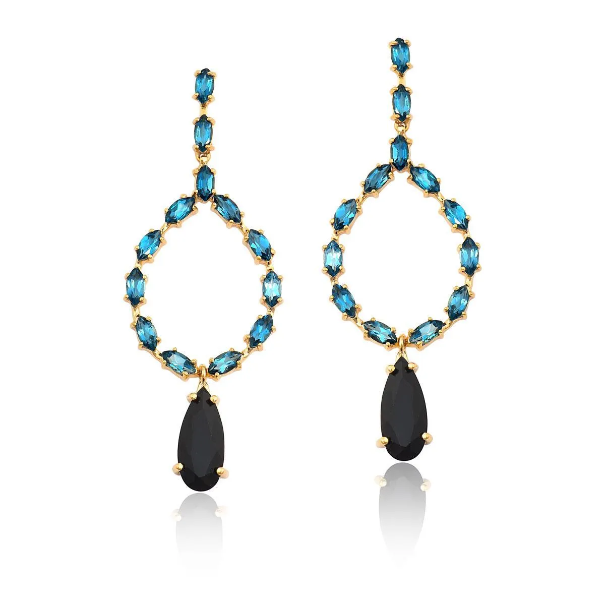 BRINCO DE OURO 18K COM TOPÁZIO E QUARTZO