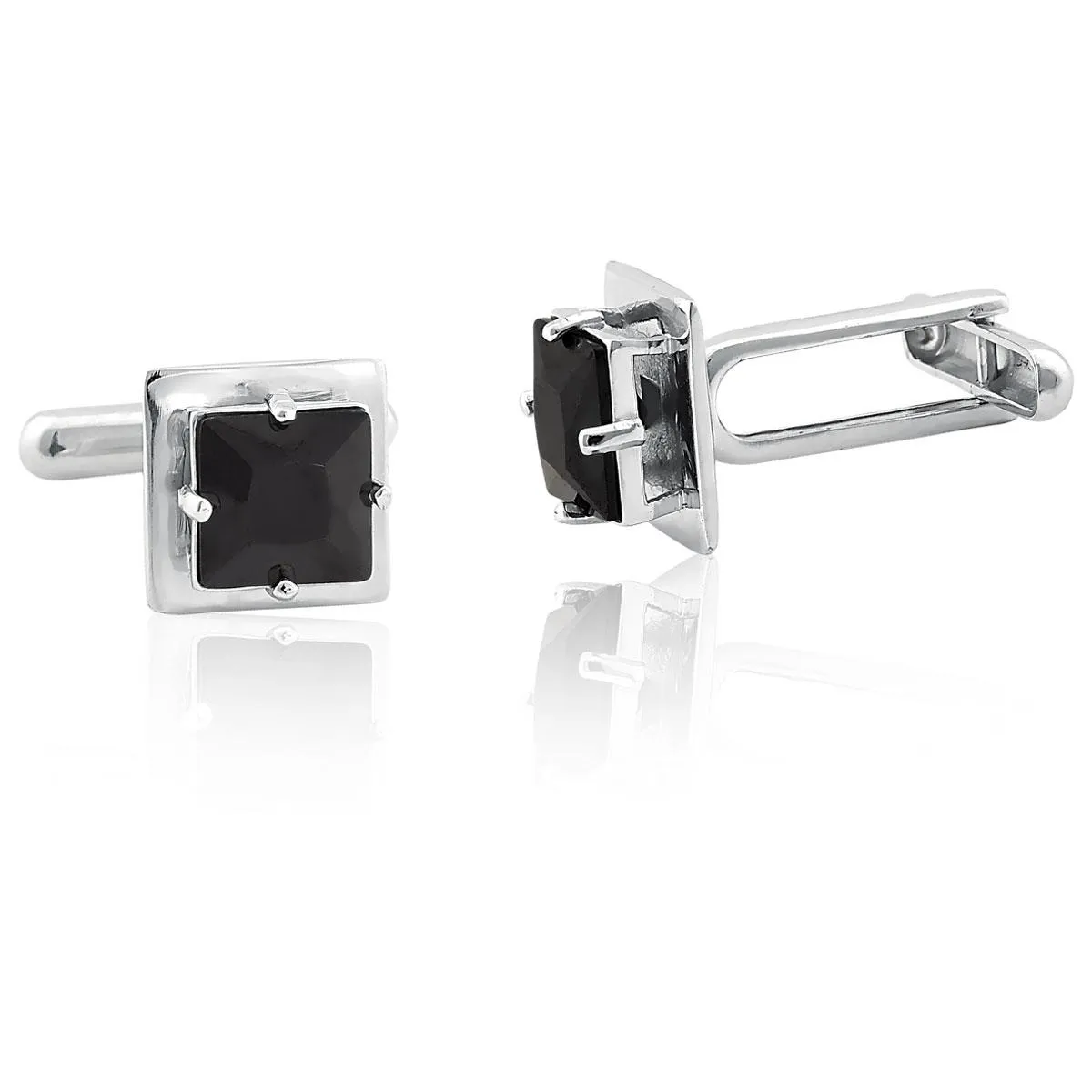 Abotoadura de Prata 925 Masculina com Zircônia.