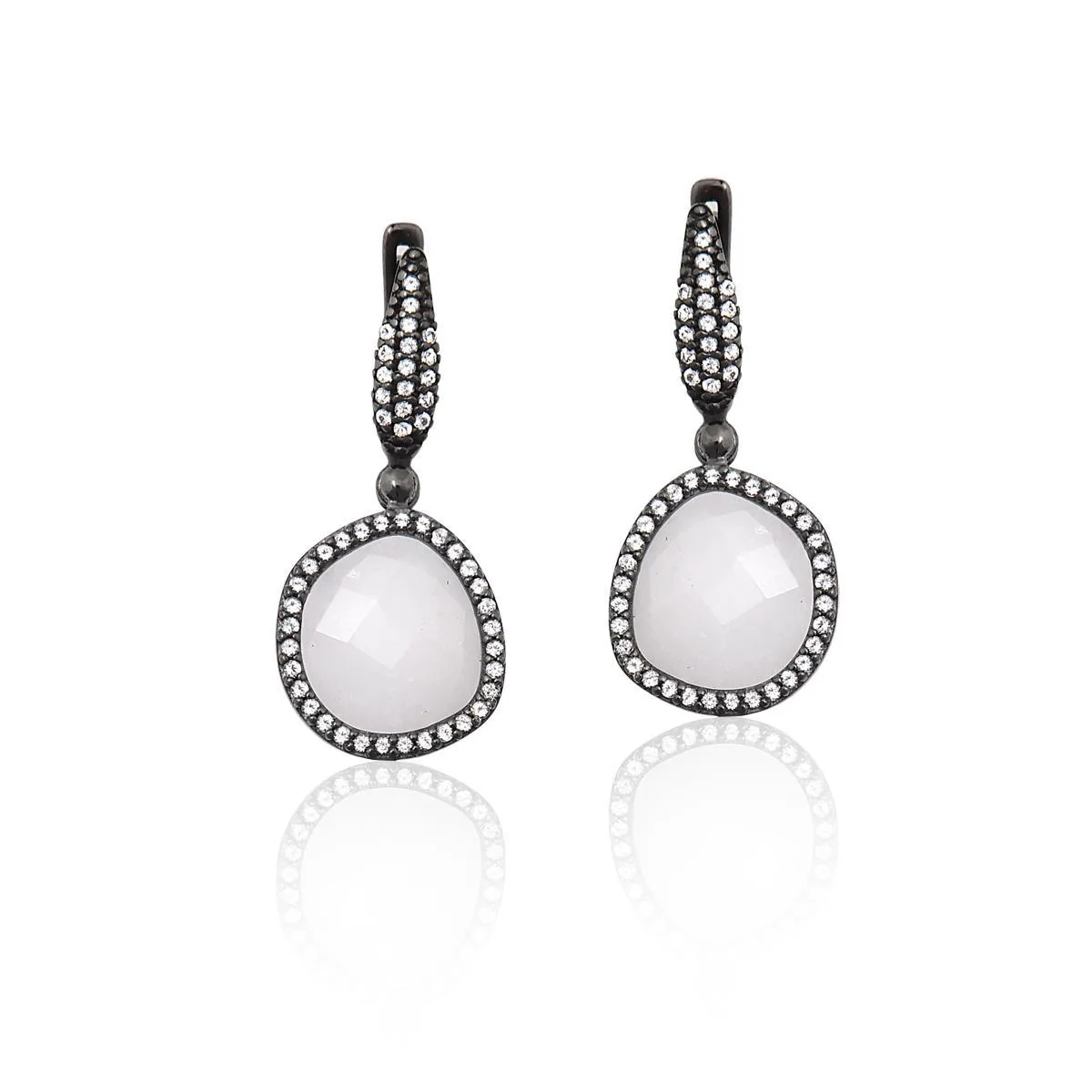 Brinco de Prata 925 com Pedra Dolomita