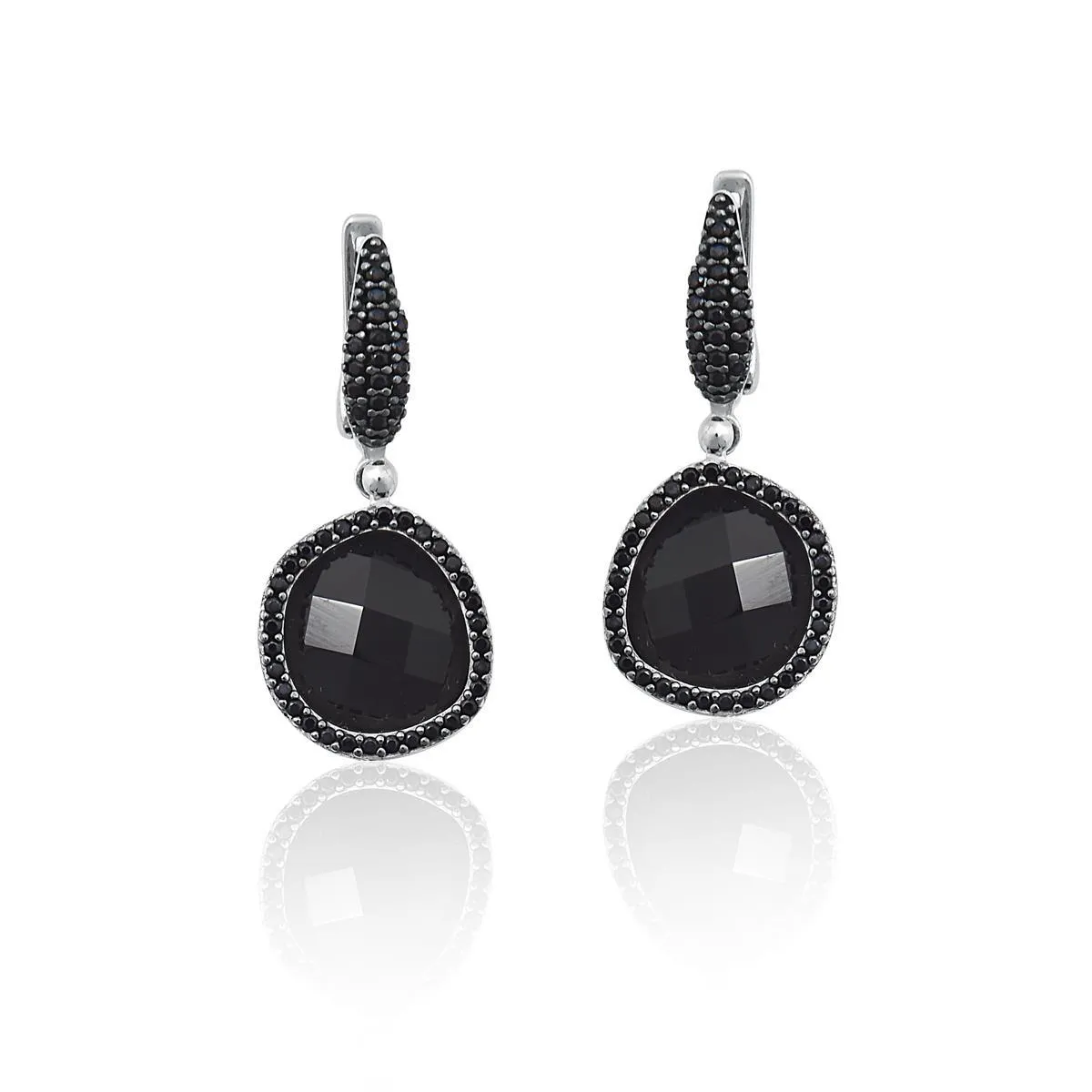 Brinco de Prata 925 com Ônix e Espinélios