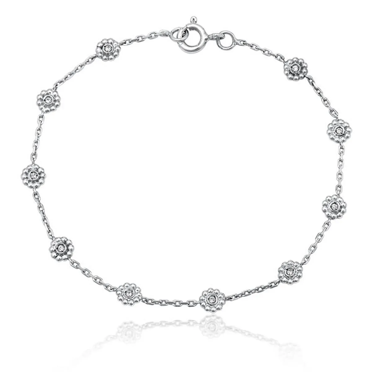 Pulseira de Prata 925 de Flor com Zircônia