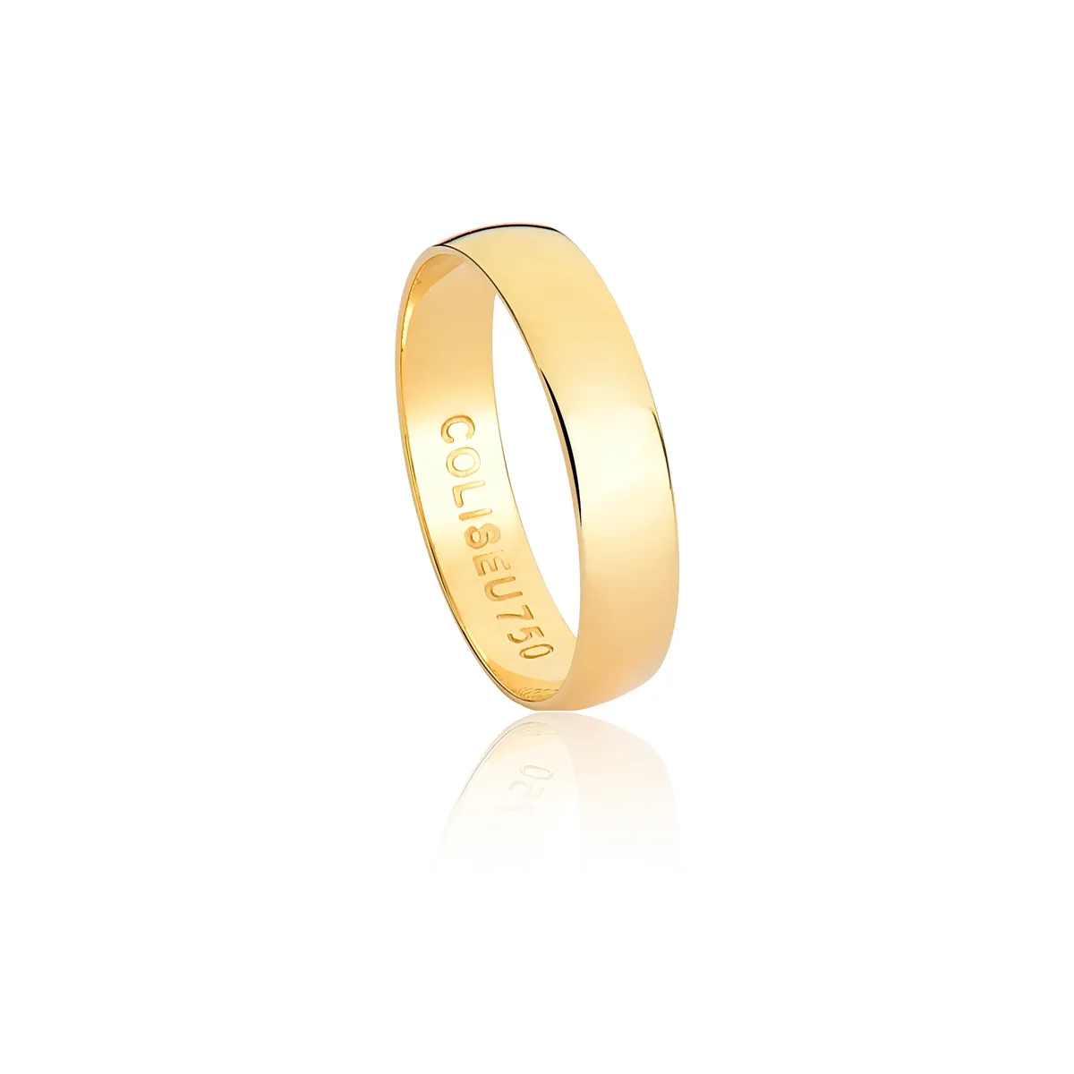 Aliança I Love You ouro 18k reta abaulada polida 4,3MM
