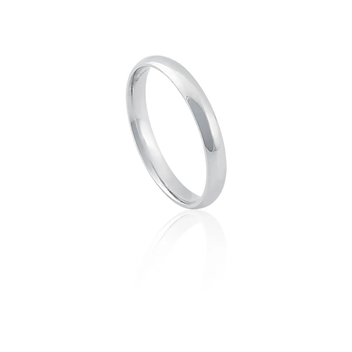 Aliança I Love You ouro branco 18k abaulada polida 3,10MM