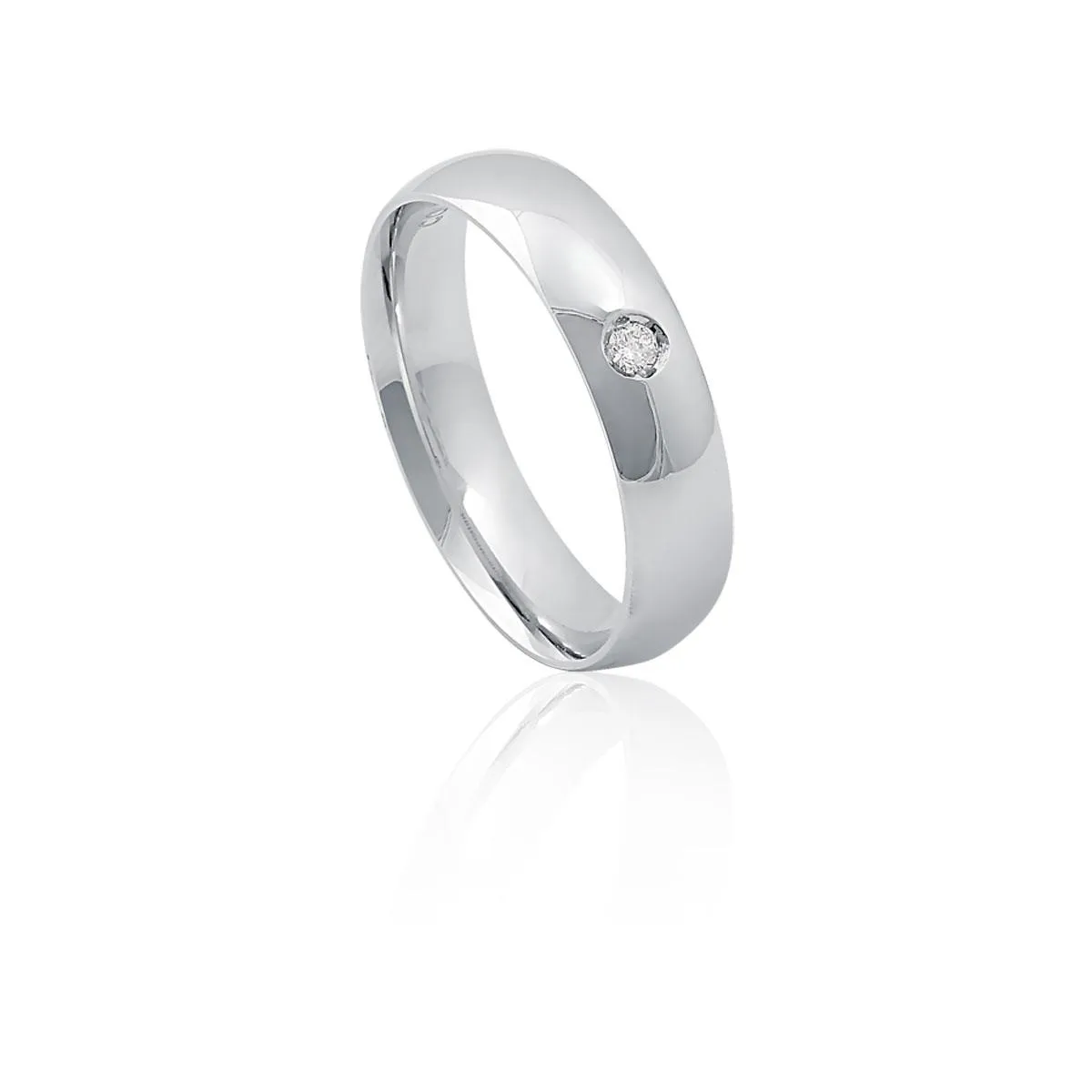 Aliança Te Amo anatômica abaulado ouro branco 18k com 3pts de Diamantes 4,8MM