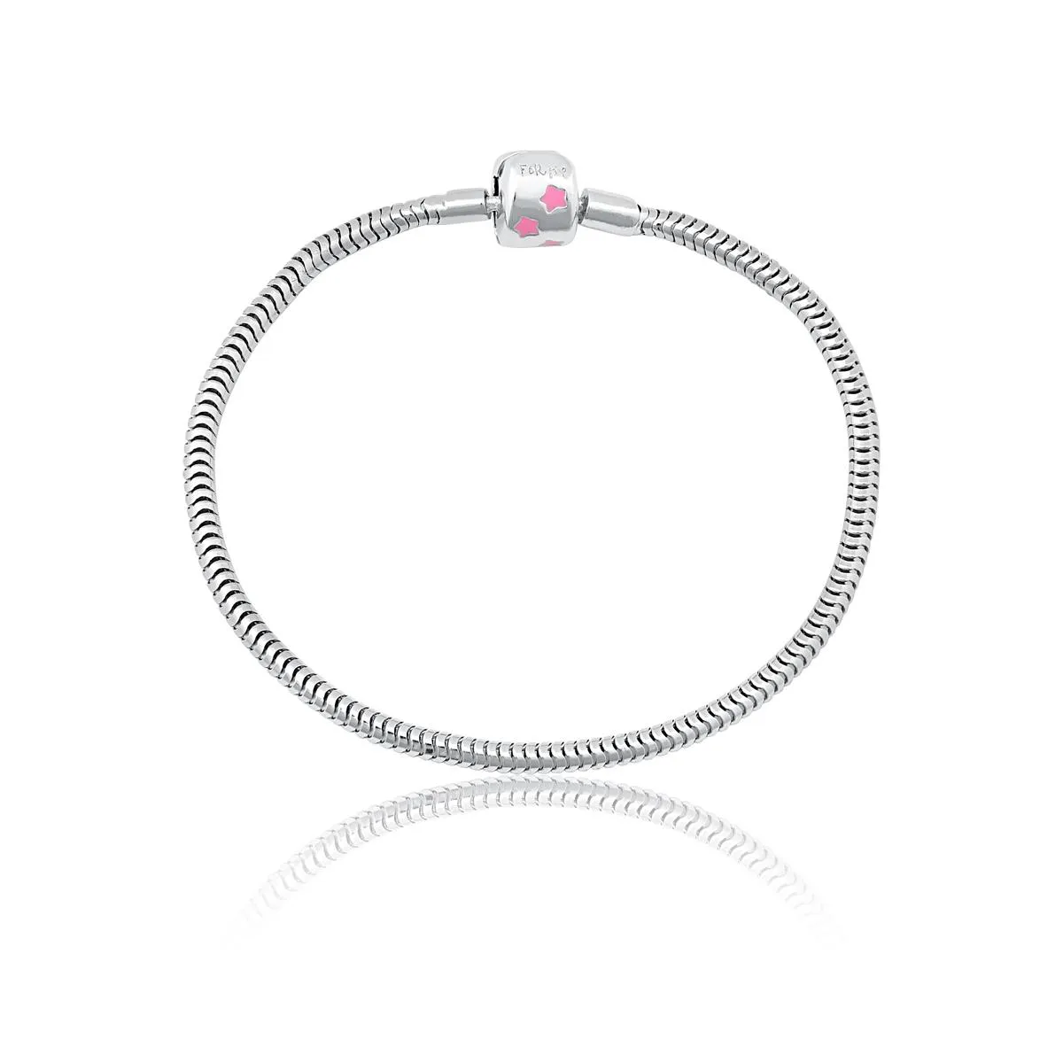 Pulseira malha conduíte prata 925 fecho estrela For me Charms 16cm