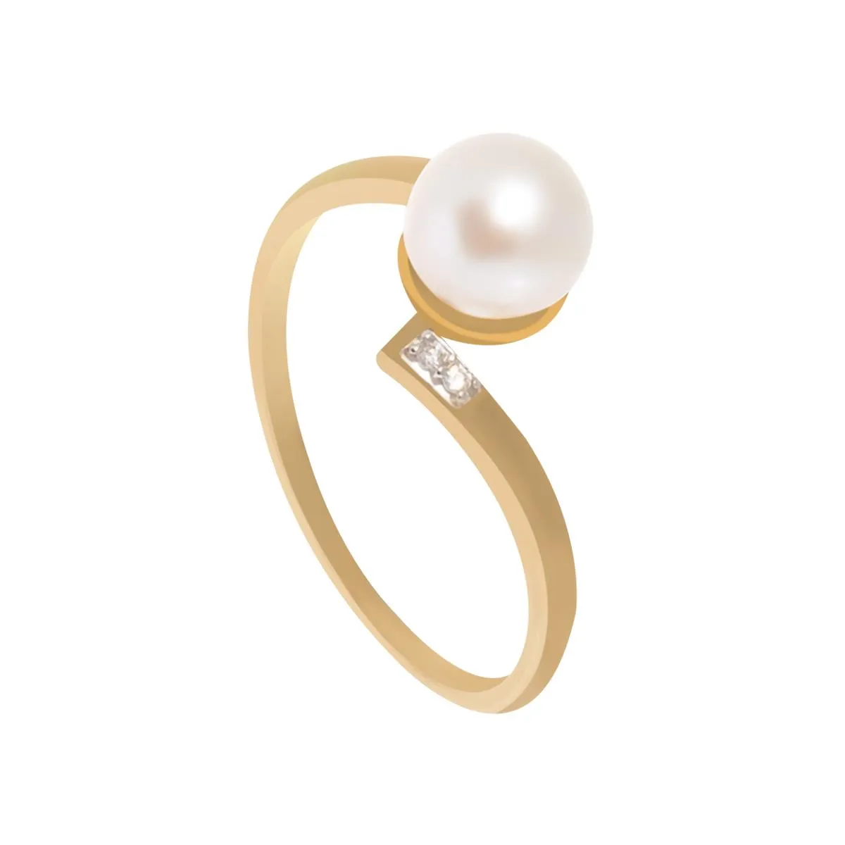 anel de ouro 18 com pérola e diamante