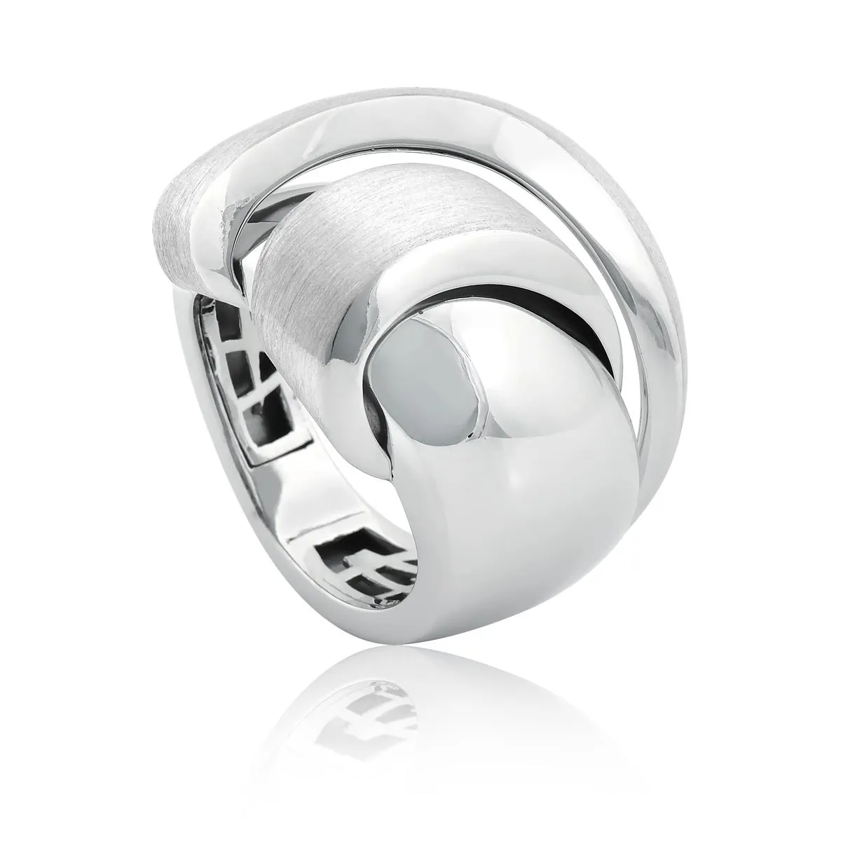 Anel Prata 925 aros entrelaçados fosco e polido Coleção Contour