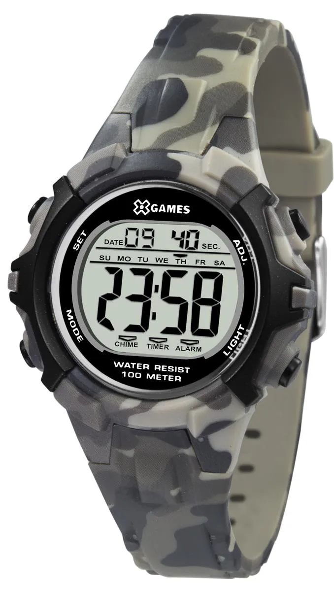 Relógio Pulso X Games Feminino - Quartz Digital - Xfppd054-Bxex Verde Camuflado