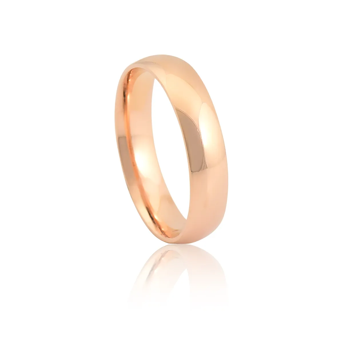 Aliança Te amo anatômica abaulada ouro rosé 18k polida 4,8MM