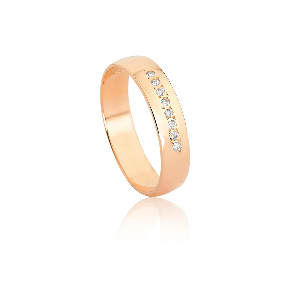 Aliança I Love You ouro rosé 18k abaulada com 8pt de Diamantes 4,3MM