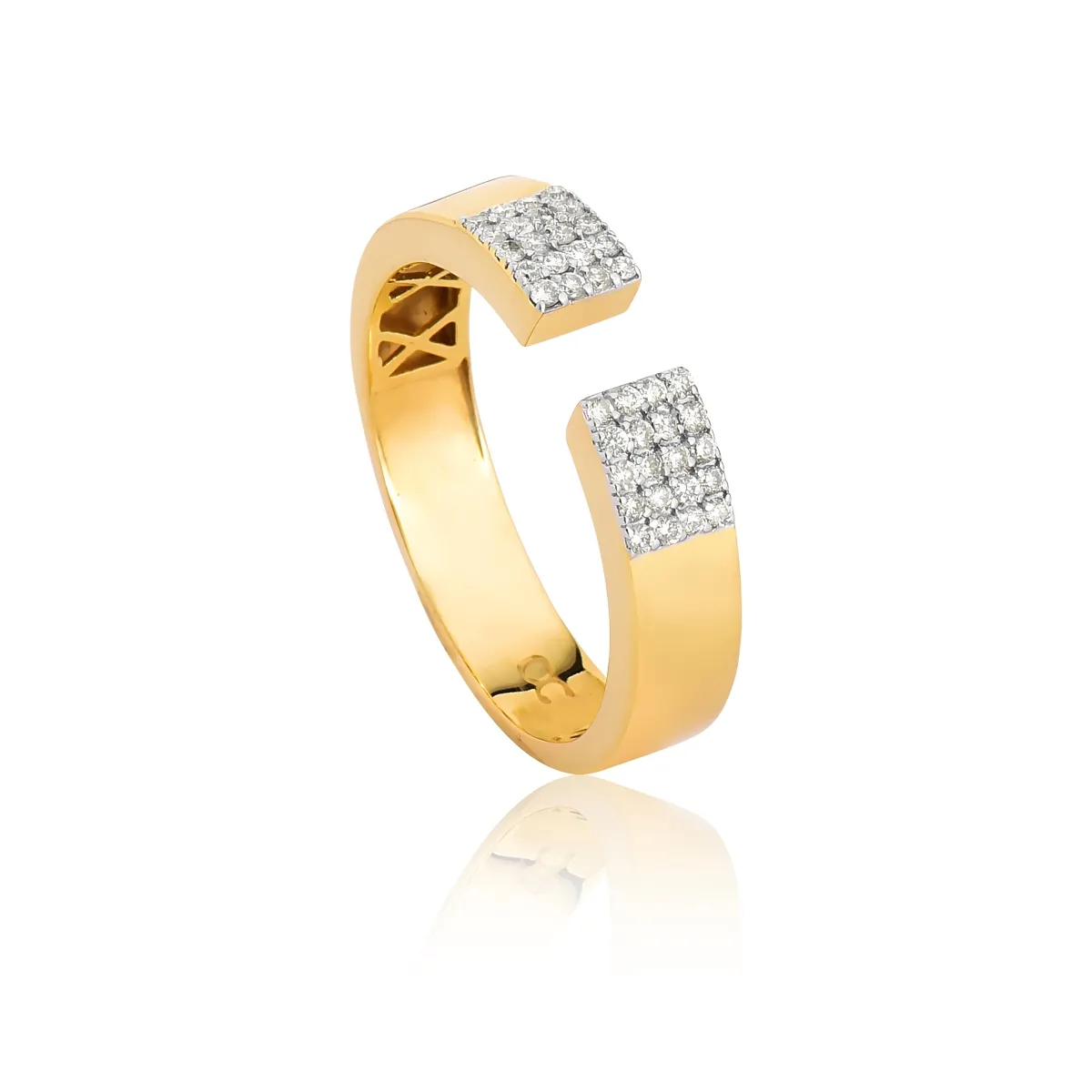 ANEL DE OURO 18K ARO ABERTO COM DIAMANTES RODINADOS-COLEÇÃO ARCHES