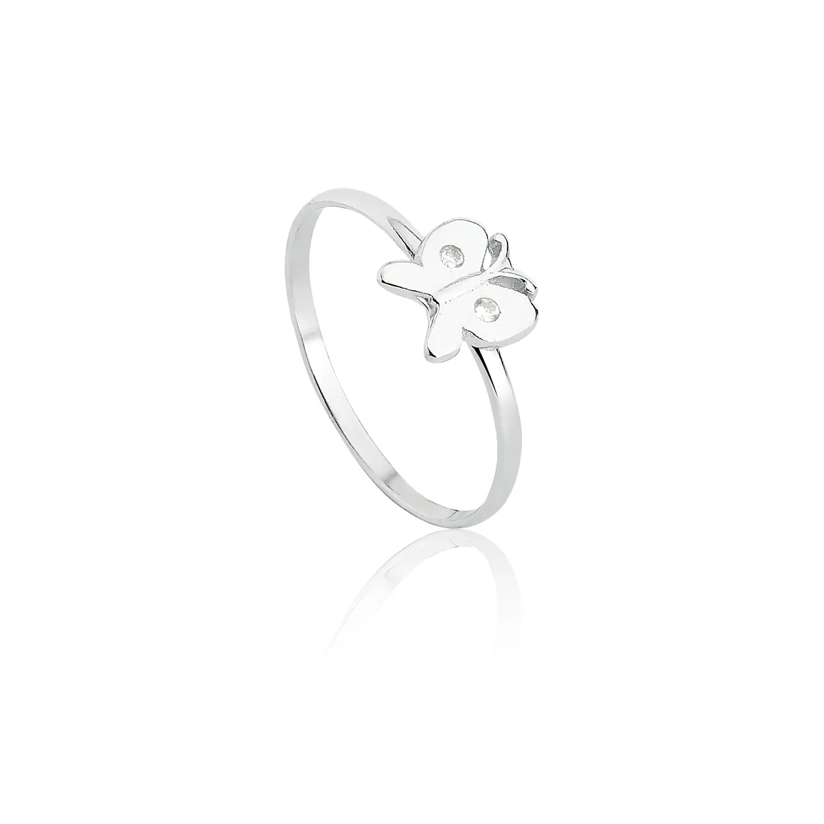 Anel de Prata 925 Infantil de Borboleta com Zircônia.