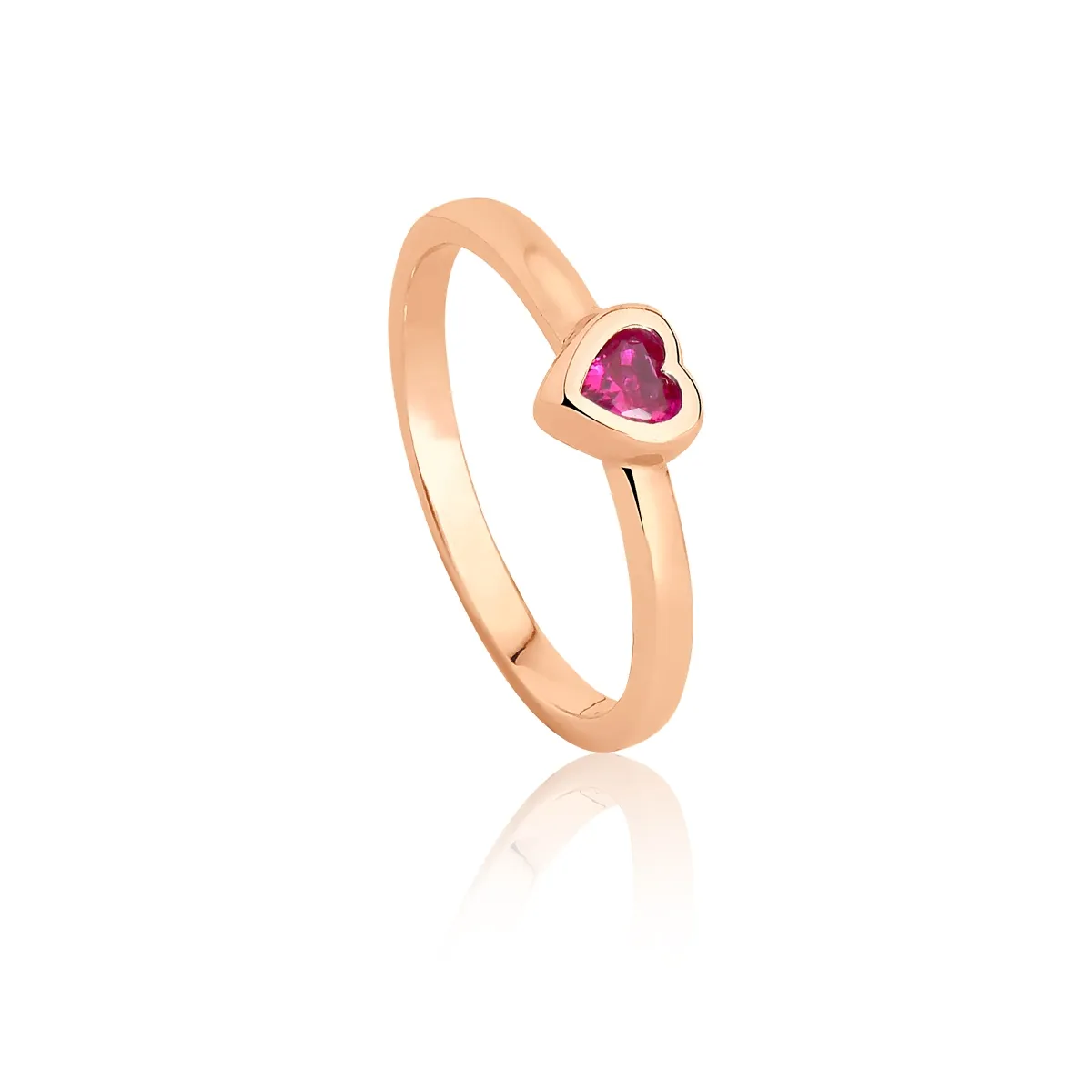 Anel de Prata 925 de coração com pedra