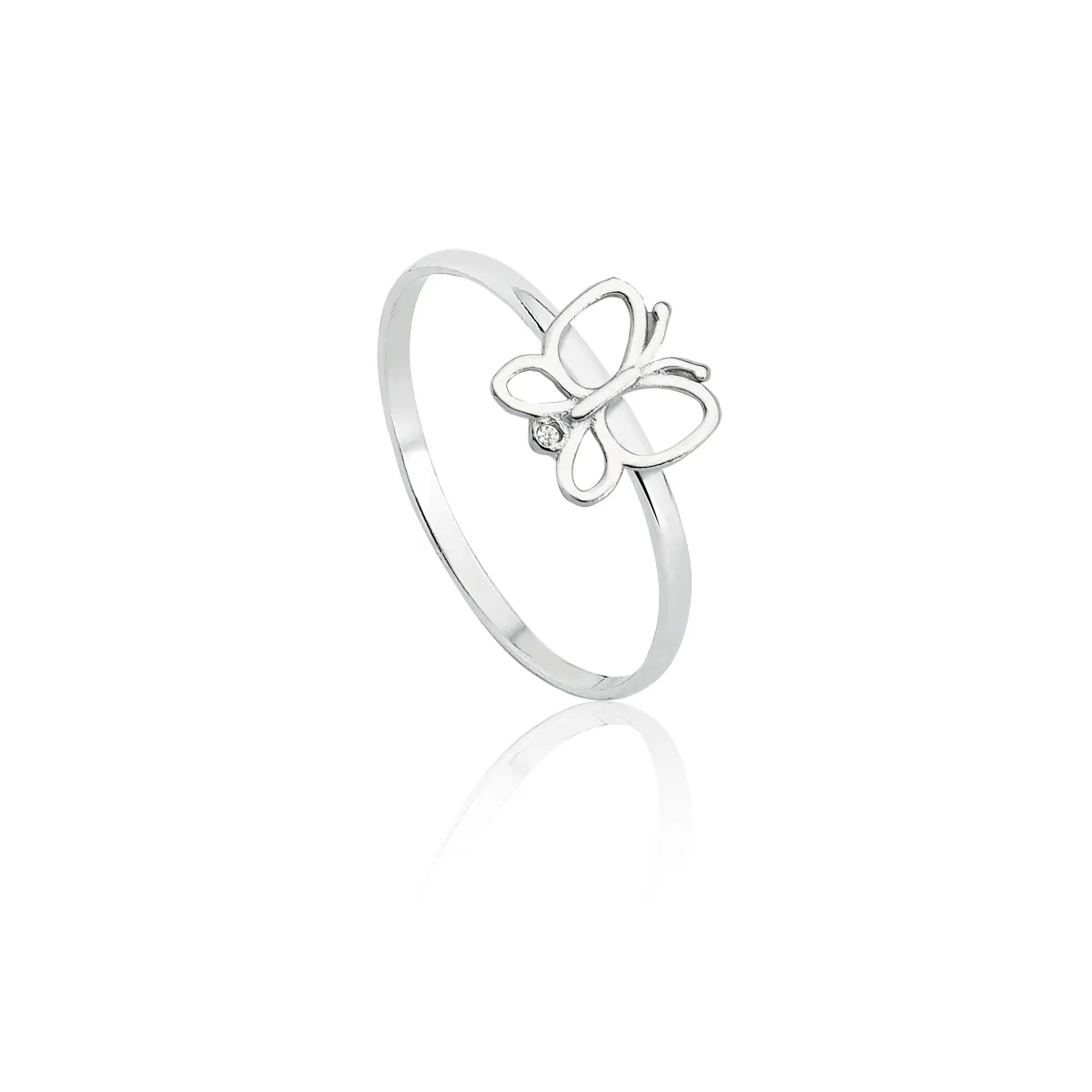 Anel de Prata 925 Infantil de Borboleta com Zircônia