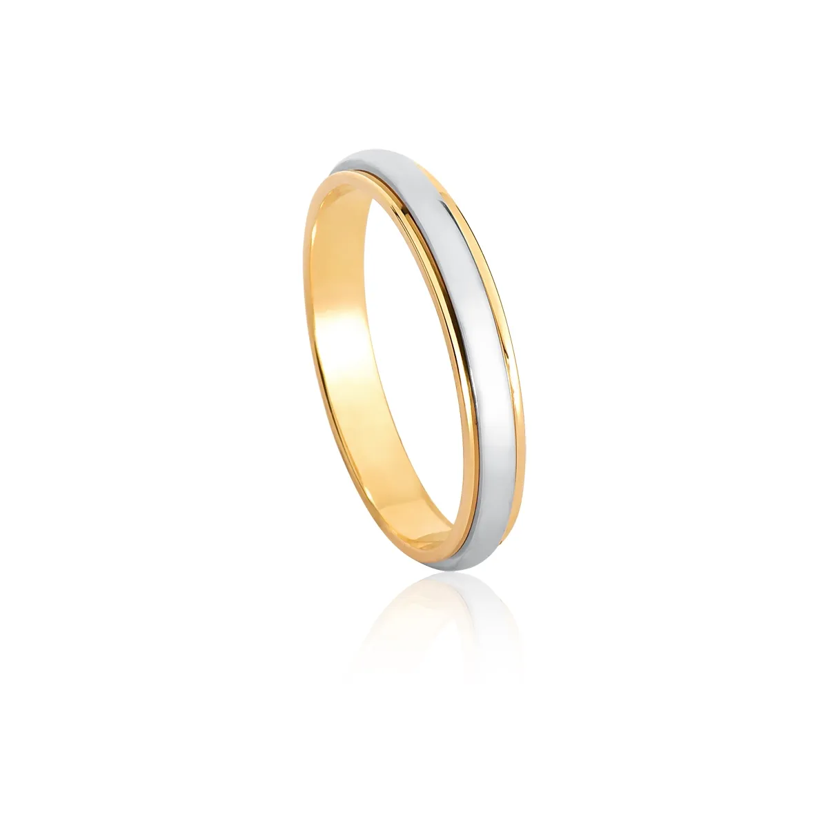 Aliança Splendore bodas ouro branco e amarelo 18k polida 3,5MM