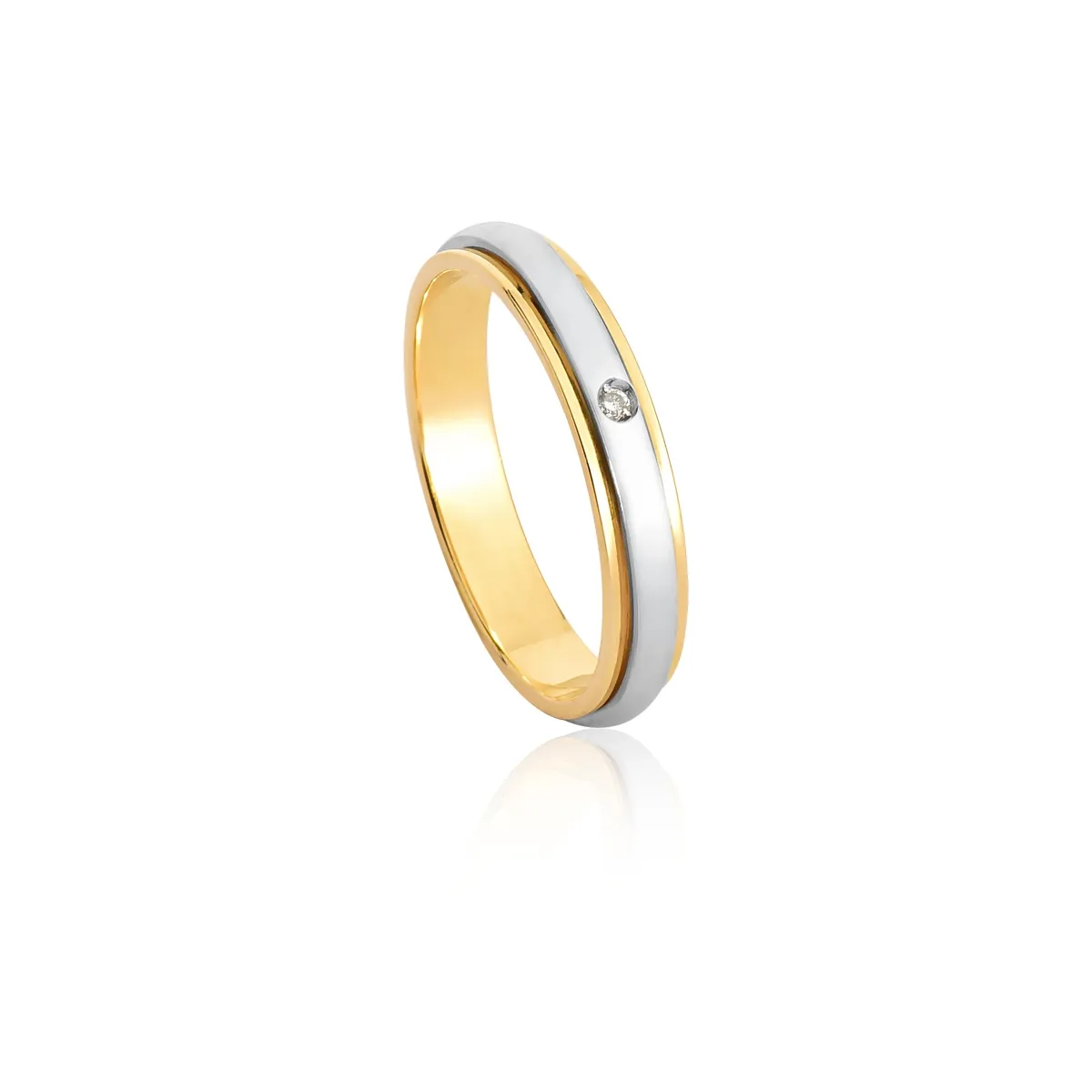 Aliança Splendore bodas ouro branco e amarelo 18k com 1pt de Diamante 3,5MM