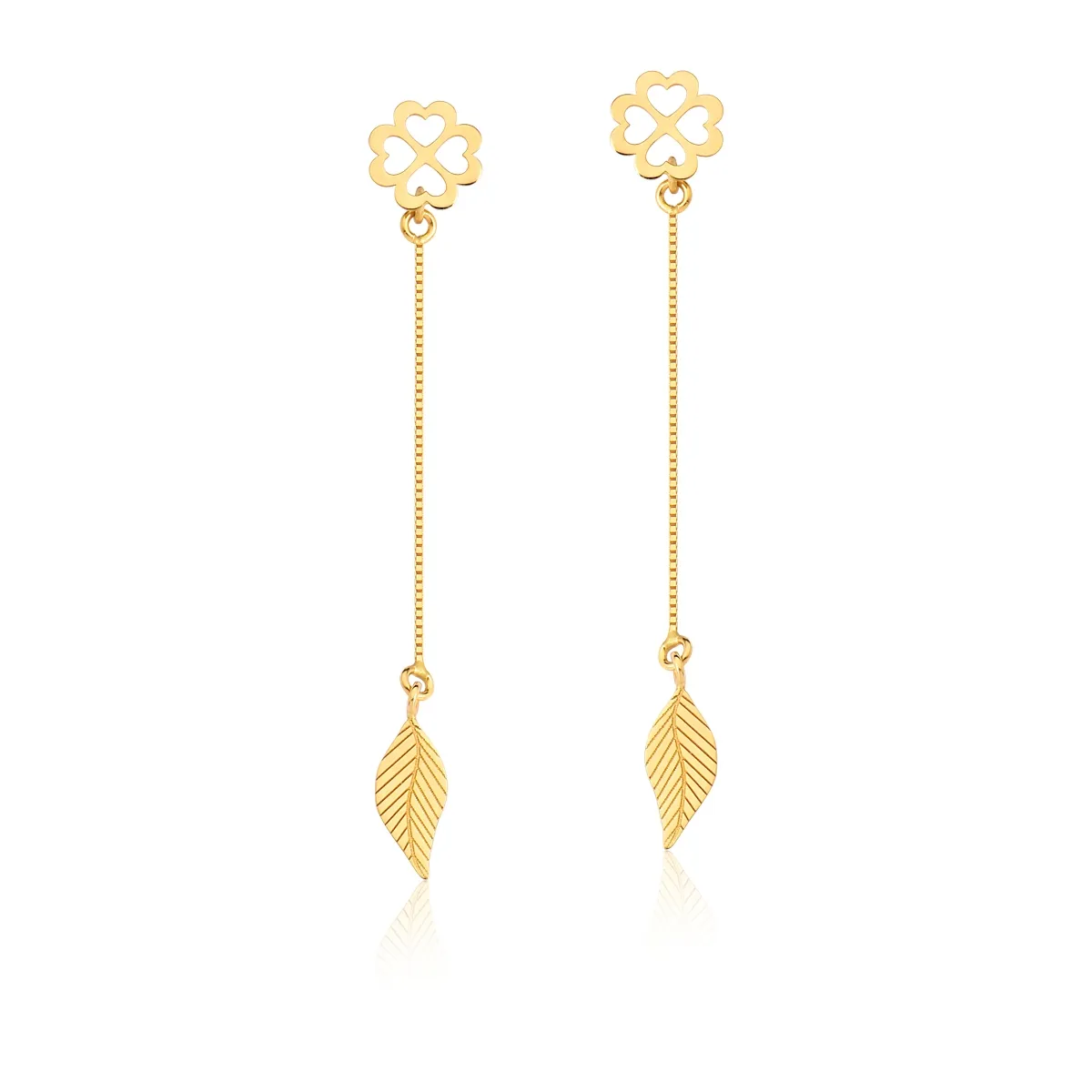 Brinco de Ouro Amarelo 18k de Trevo