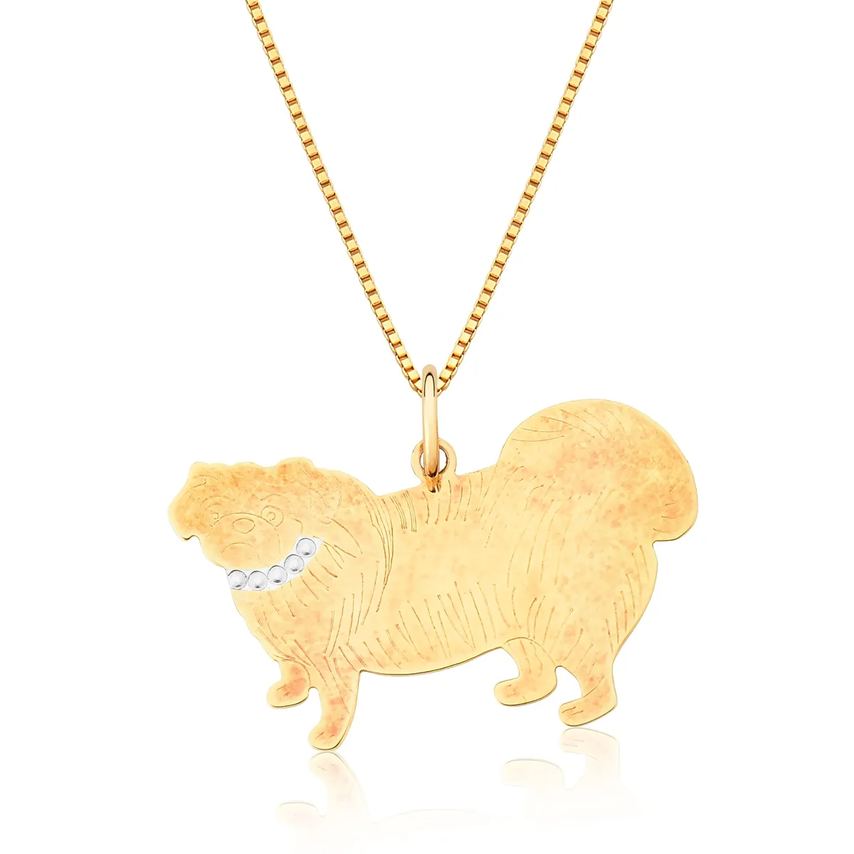 PINGENTE DE OURO 18K CACHORRO PEQUINÊS
