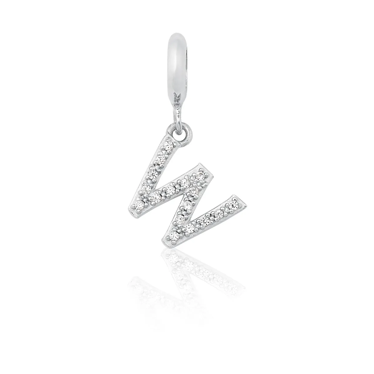 Pingente de Prata 925 Charms de Letra W