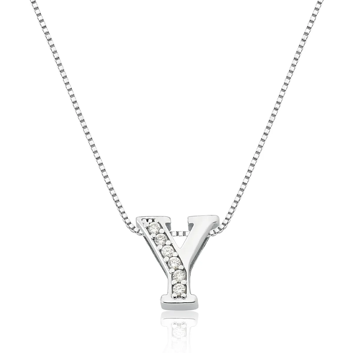 Pingente de Prata 925 Charms Letra Y com Zircônias.
