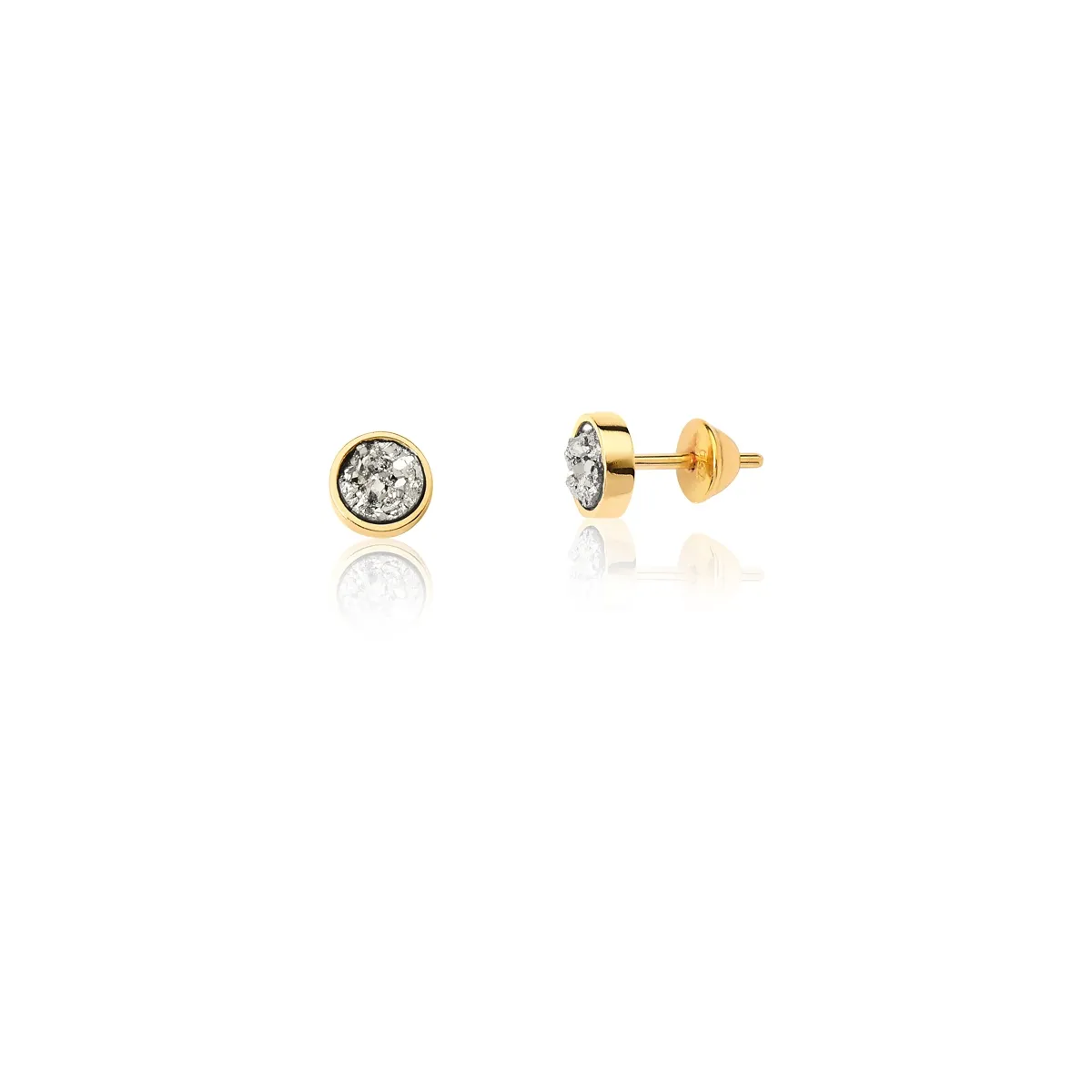 Brinco For me Gem Drusa Stud prata 925 com banho dourado