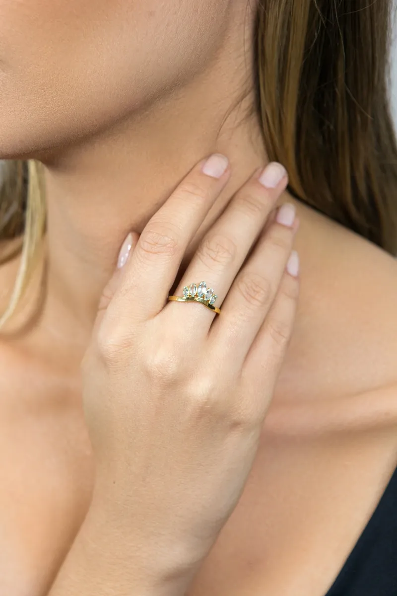 Anel de Ouro 18k com Topázios Sky