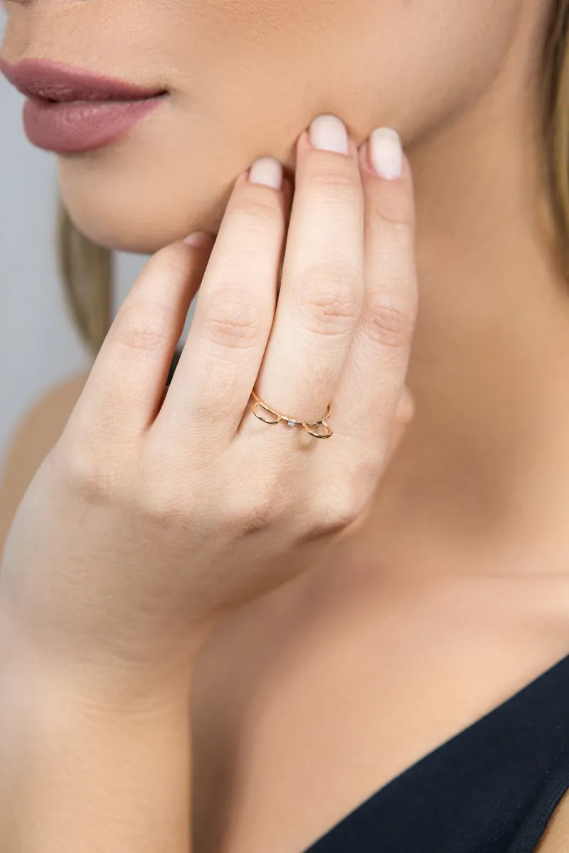 Anel de Ouro 18k de Urso com Diamante