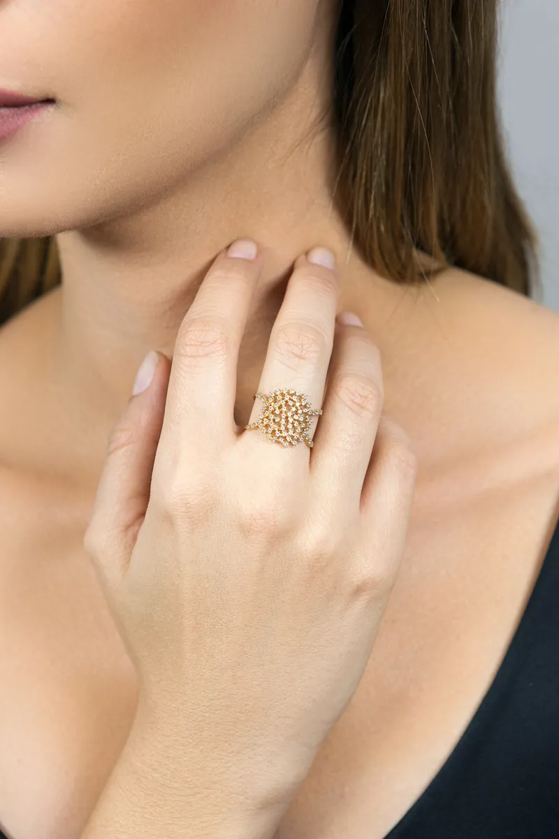 Anel de Ouro 18k com Topázios